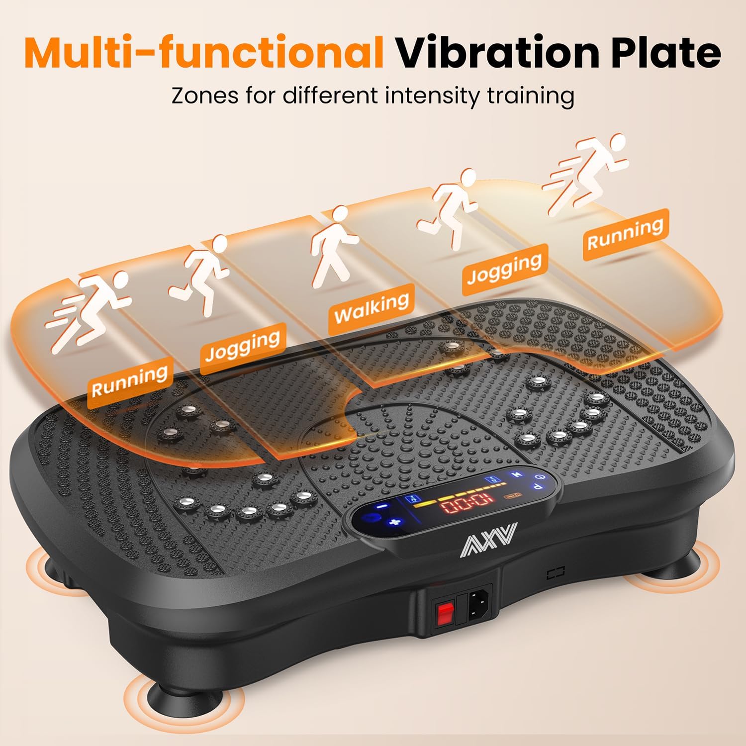 AXV Vibration Plate Fitness Platform Exercise Machine Vibrating Shaking Full Body Shaker Workout Vibrate Stand Shake Board Sport Gym for Weight Loss Fat Burner for Women Men