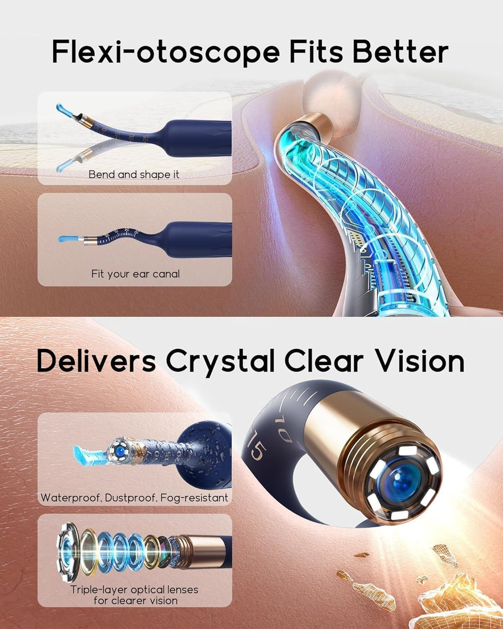 Bebird Earsight Plus D39R Ear Wax Removal Tool Camera, FSA HSA Eligible Items, Ear Cleaner with Flexible Ear Camera Otoscope, Visual Ear Pick Tweezers Wax Remover, Ear Cleaning Kit for Family