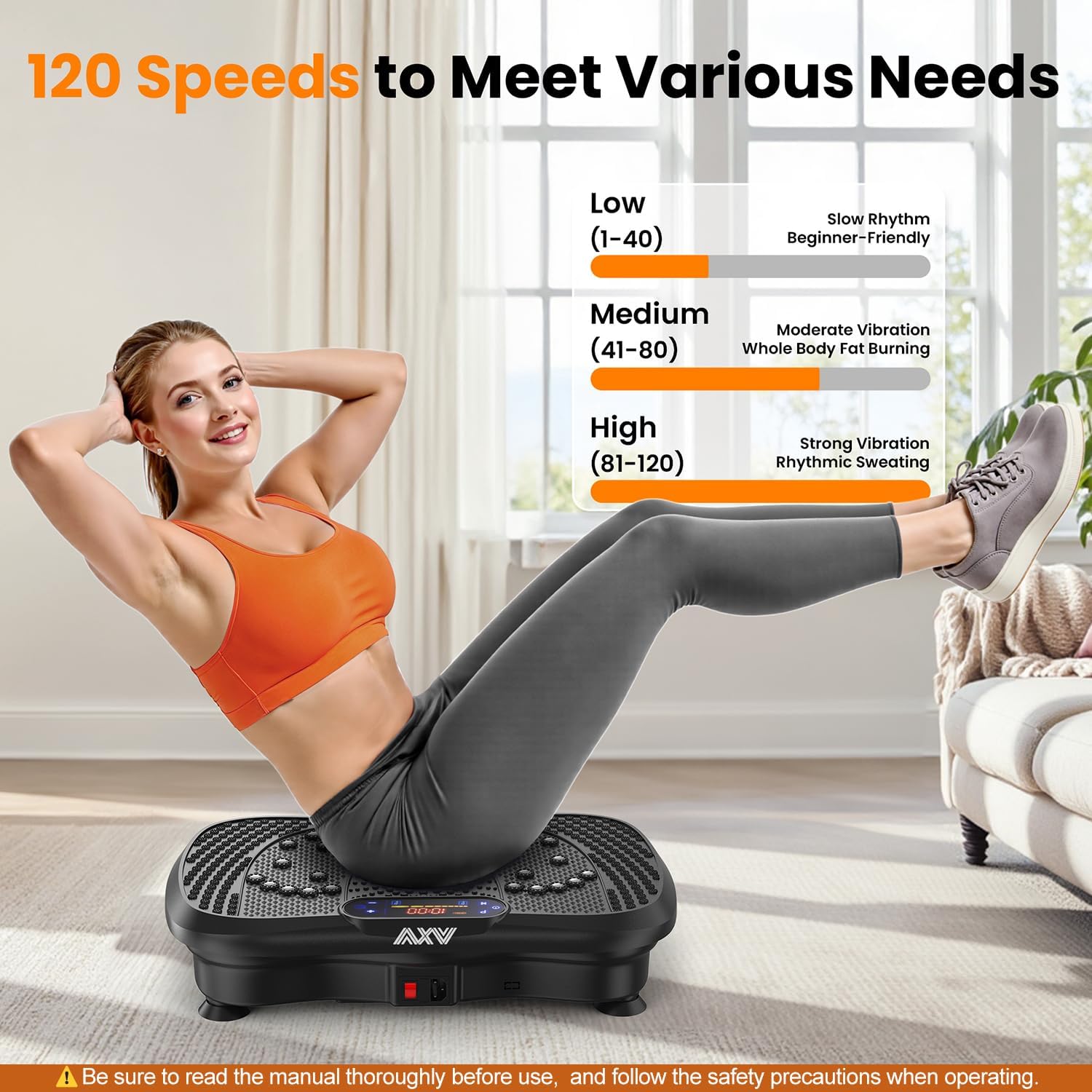 AXV Vibration Plate Fitness Platform Exercise Machine Vibrating Shaking Full Body Shaker Workout Vibrate Stand Shake Board Sport Gym for Weight Loss Fat Burner for Women Men